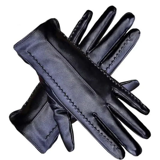 Women's Sheepskin Gloves Winter Warmth Plus Velvet Short Thin Screen Driving Female Color Leather Gloves New High-end 2024