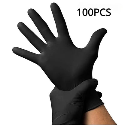 100/50/20PCS Black Nitrile Gloves Thickened Disposable Gloves for Cleaning Hairdressing  Waterproof Dishwashing Tattoo Gloves