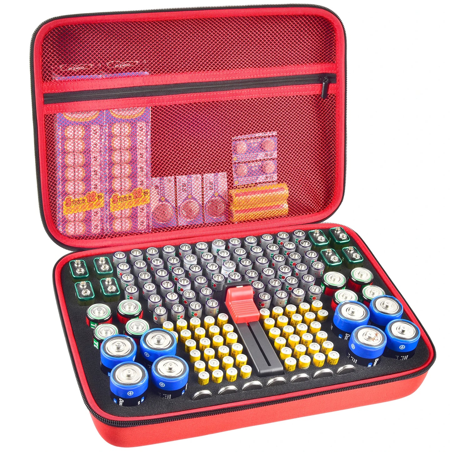 Battery Organizer Case Batteries Storage Holder Container with Tester Checker. Garage Organization Box