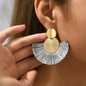 Fashion Bohemian Big Tassel Dangle White Fringe Female Earrings Drop Earrings for Women Statement Wedding Jewelry