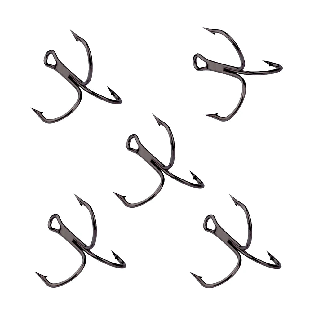 PROBEROS 20 PCS/Lot Black High Carbon Treble Hooks Super Sharp Solid Size 2#-14# Triple Barbed Steel Fish Hook Wholesale