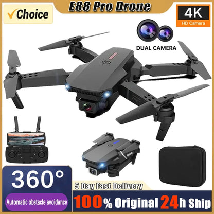 E88Pro RC Drone 4K Professinal With 1080P Wide Angle Dual HD Camera Foldable RC Helicopter WIFI FPV Height Hold Apron Sell Gift