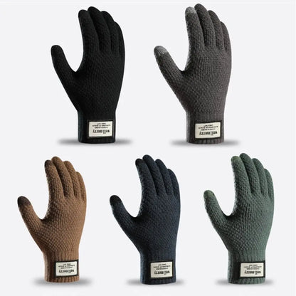 Wool Cashmere Gloves Touch Screen Winter Men Knitted Gloves Solid Color High Quality Winter Autumn Thicken Warm Coldproof