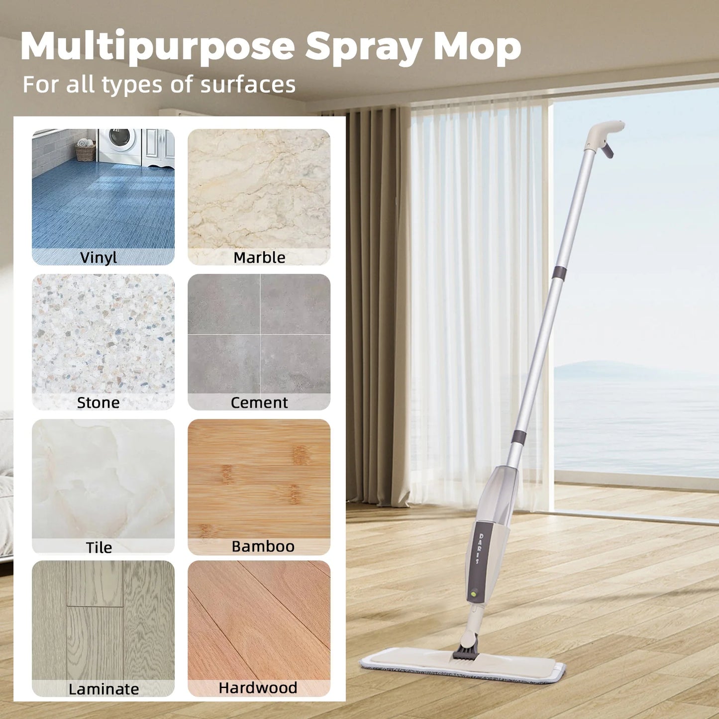 Spray Mop Broom Set Magic Flat Mops for Floor Home Cleaning Tool Brooms Household with Reusable Microfiber Pads Rotating Mop