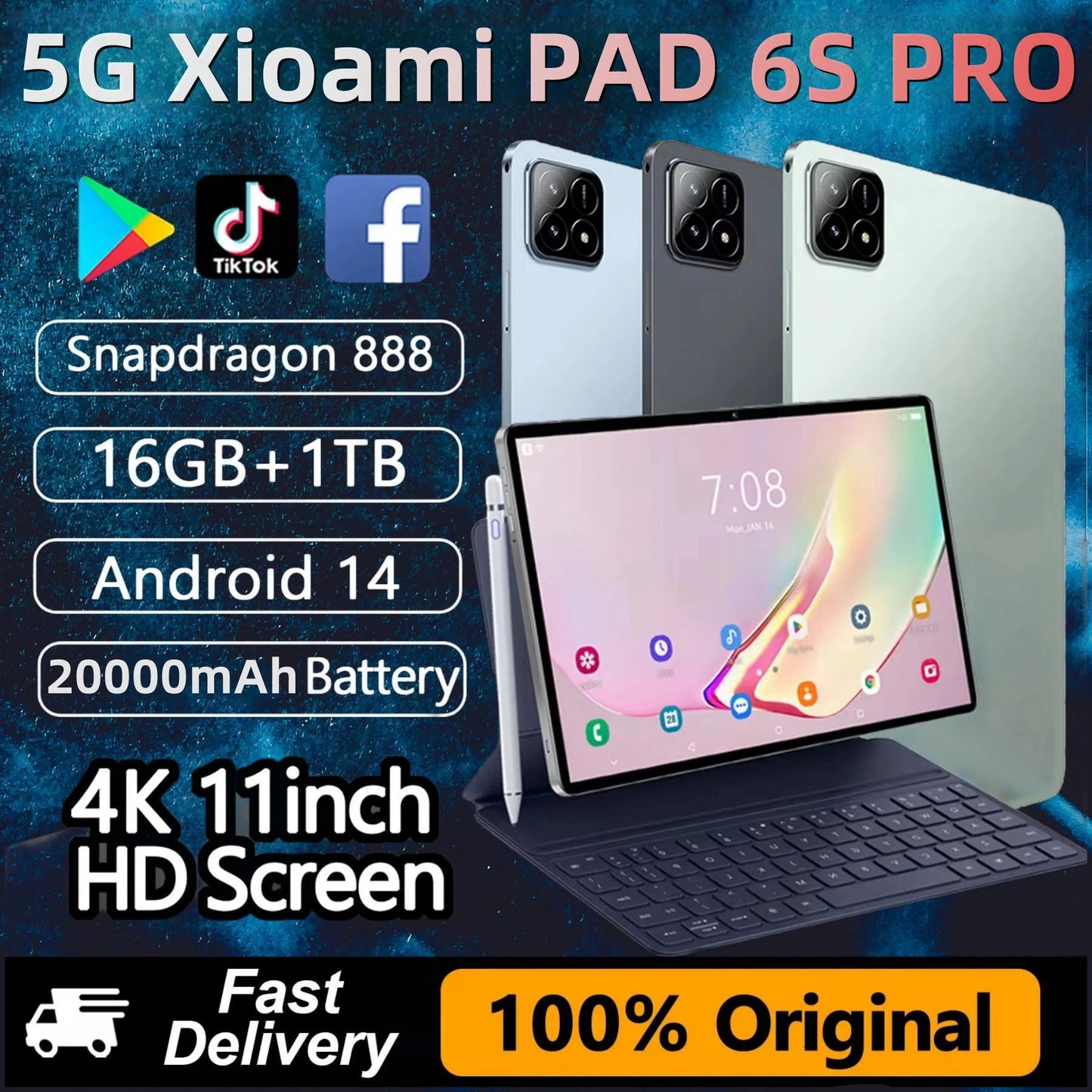 2024 Global Version Original Xioami Pad 6S Pro Tablet 11inch  HD 4K Android 14 16GB+1T 20000mAh 5G Dual SIM WiFi GPS Tablet PC