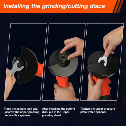 ValueMax 760W Corded Angle Grinder Grinding/Cutting Machine Powerful Tool 220-240V With 3PC 125mm Cutting Discs