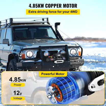 VEVOR Best Price 13500 LBS Electric Winch 12V 6120KG 13500LBS For 4X4 92FT Synthetic Trailer Ropes Towing Strap