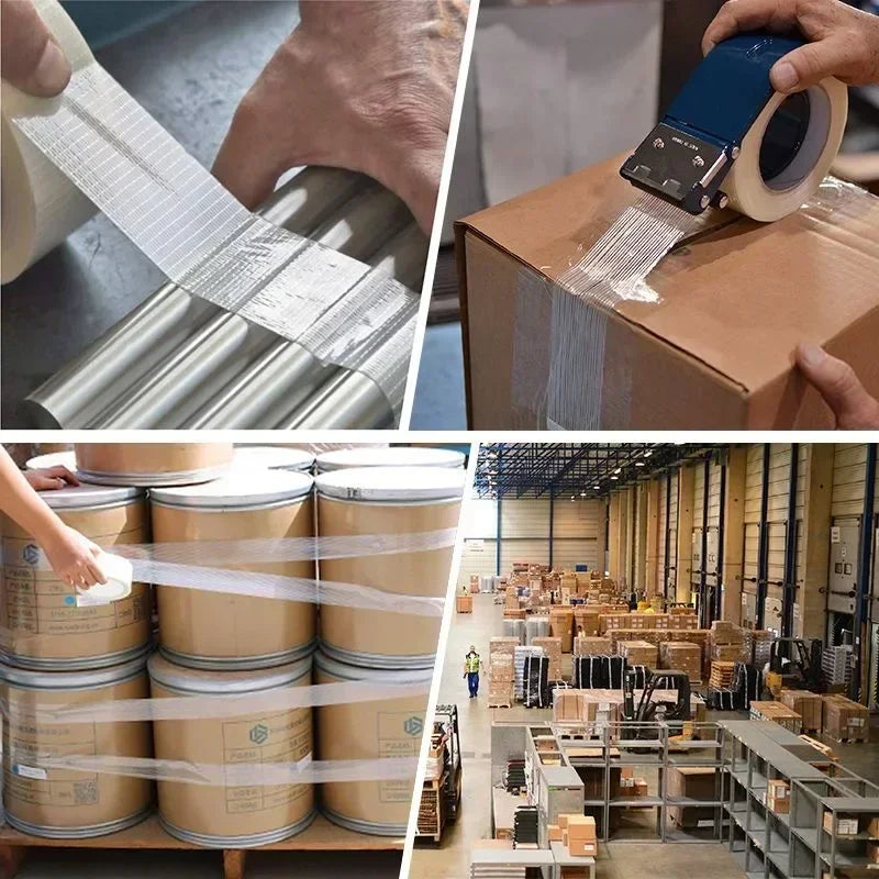 20 Meters Glass Fiber Adhesive Mesh Tape Transparent Waterproof Grid Tapes High Viscosity Reinforced Strapping Packing Seal Tape