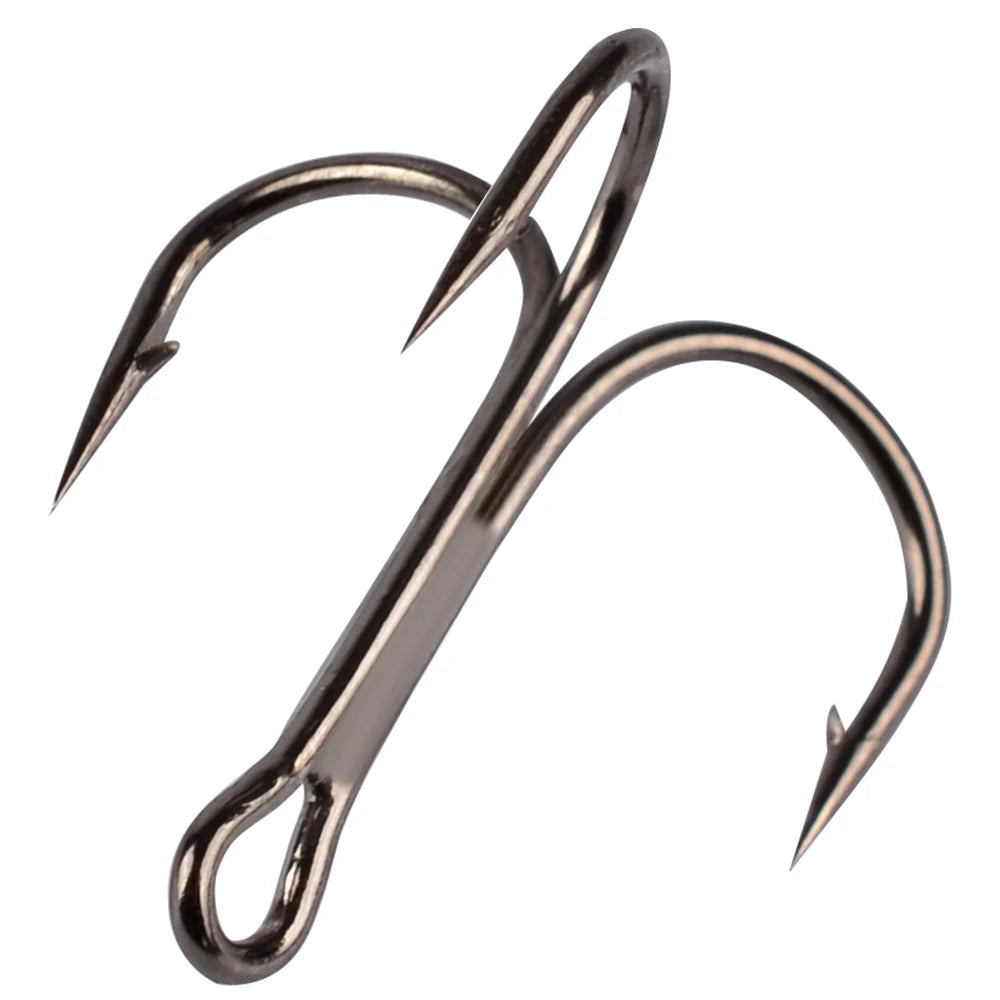 PROBEROS 20 PCS/Lot Black High Carbon Treble Hooks Super Sharp Solid Size 2#-14# Triple Barbed Steel Fish Hook Wholesale