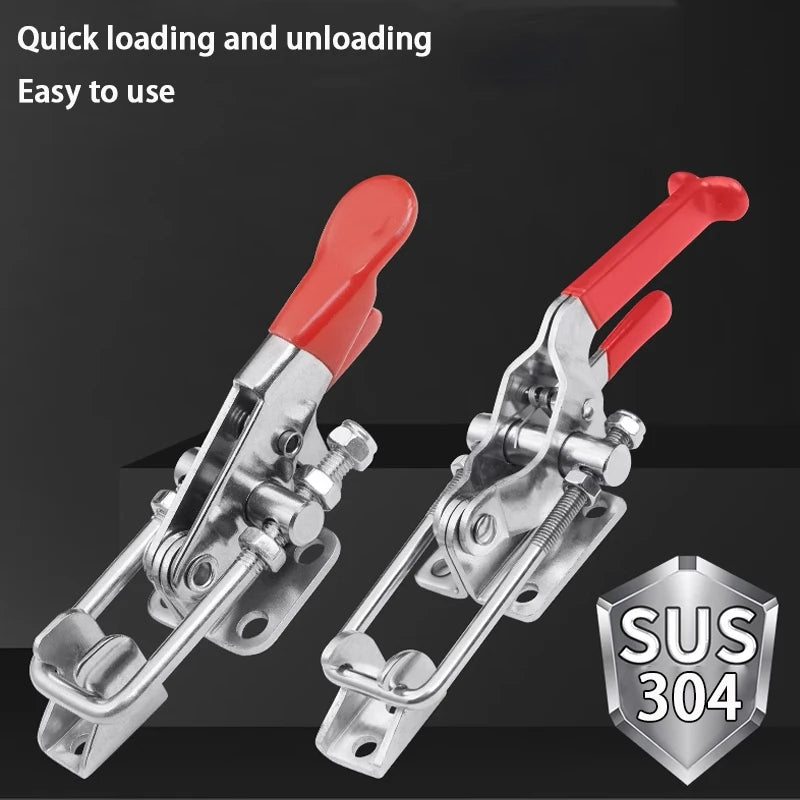 304 Stainless Steel / Iron galvanized Quick Fixture Adjustable Buckle Lock Clamp Box Buckle Horizontal Fixture Door Bolt Clamp