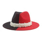 QBHAT Black and Red Patchwork Chain Fedoras Hat for Women Men Unisex Church Hat Wide Brim Party Gradient Jazz Top Hat шапка