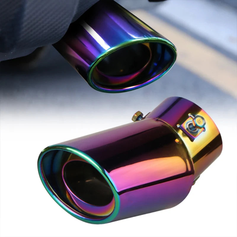 1PCS 2.5" Inlet Car Auto Exhaust Muffler Tip Pipe  Stainless Steel Chrome Trim Rear Tail Throat For Most Cars