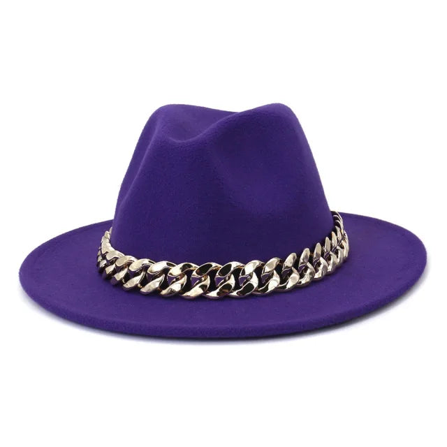 QBHAT Black and Red Patchwork Chain Fedoras Hat for Women Men Unisex Church Hat Wide Brim Party Gradient Jazz Top Hat шапка