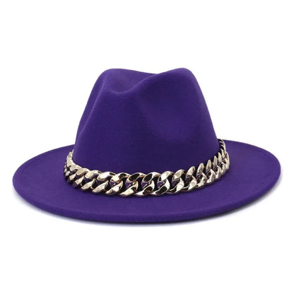 QBHAT Black and Red Patchwork Chain Fedoras Hat for Women Men Unisex Church Hat Wide Brim Party Gradient Jazz Top Hat шапка