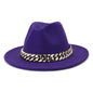 QBHAT Black and Red Patchwork Chain Fedoras Hat for Women Men Unisex Church Hat Wide Brim Party Gradient Jazz Top Hat шапка