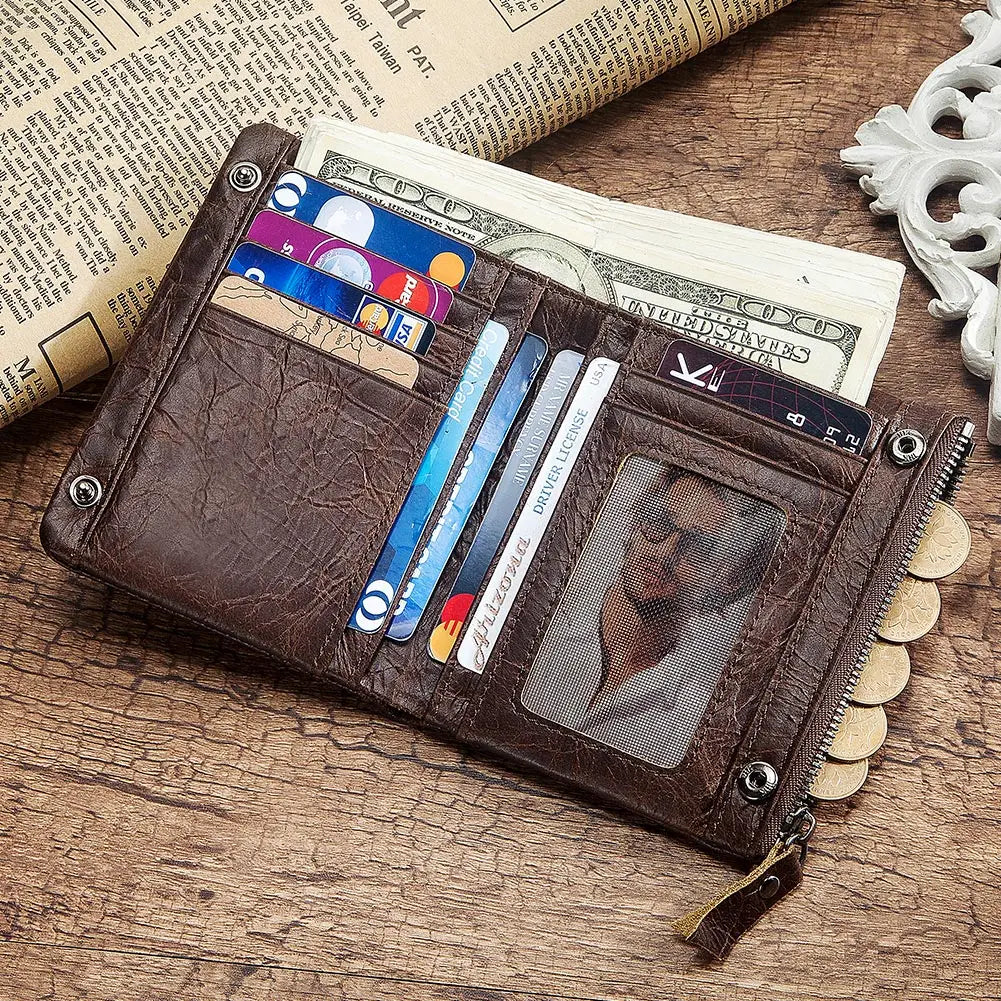 Top Quality Genuine Cow Leather Wallet Men Hasp Design Short Purse With Passport Photo Holder For Male Clutch Wallets Engraving