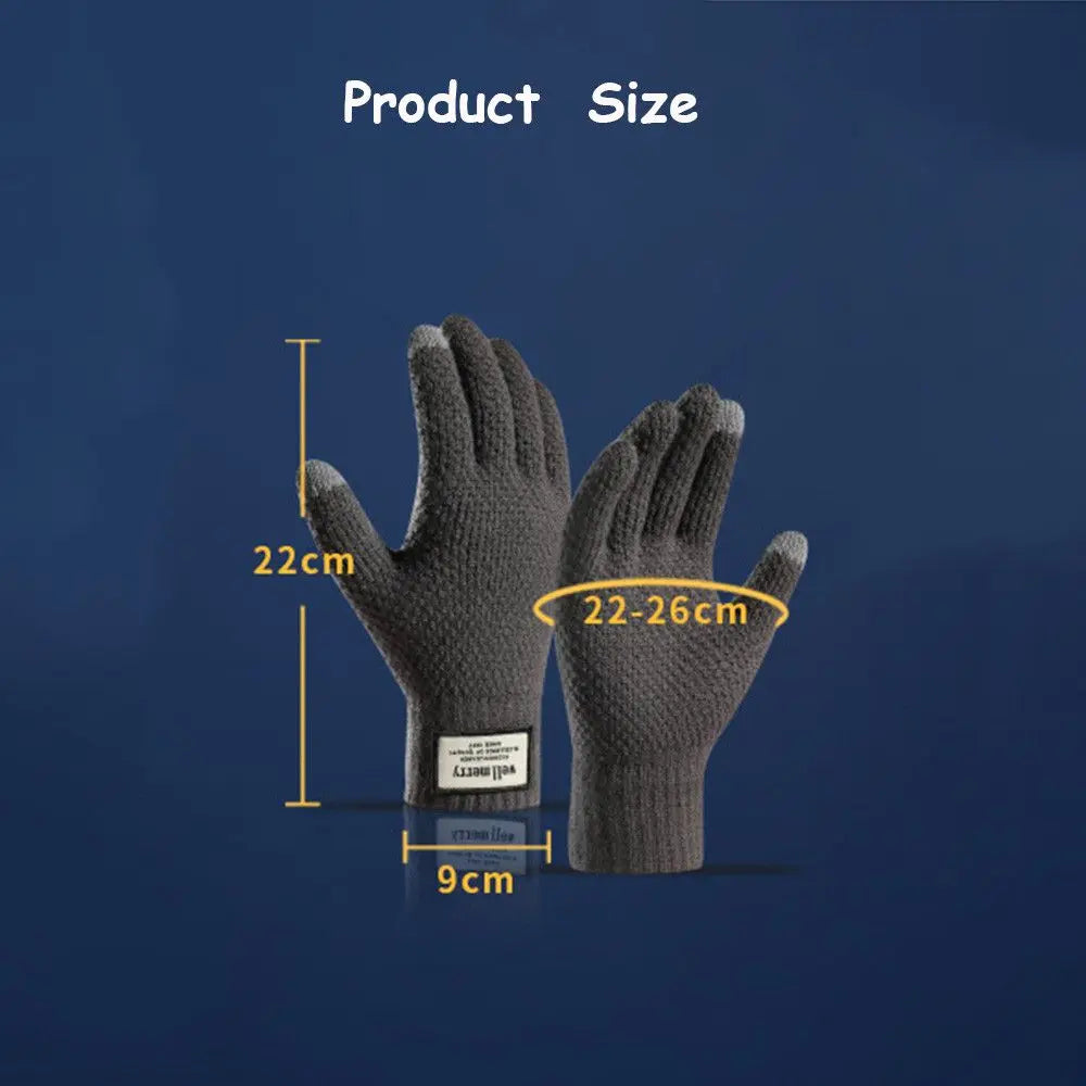 Wool Cashmere Gloves Touch Screen Winter Men Knitted Gloves Solid Color High Quality Winter Autumn Thicken Warm Coldproof