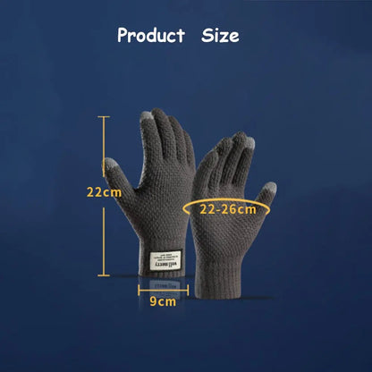 Wool Cashmere Gloves Touch Screen Winter Men Knitted Gloves Solid Color High Quality Winter Autumn Thicken Warm Coldproof