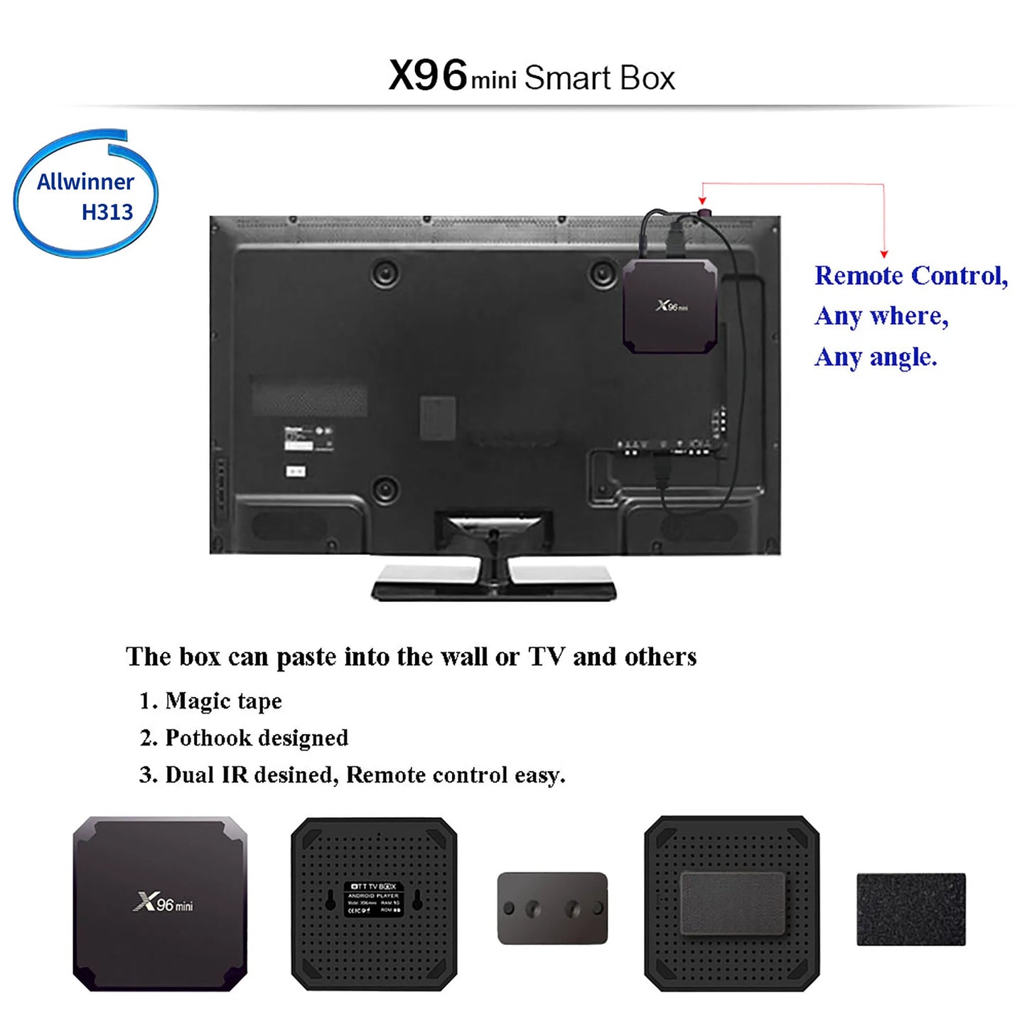 Original X96Mini Smart TV Box Android 9.0 Amlogic S905W 2GB 16GB /1GB 8GB AV1 4K HDR Media Player Multi Language