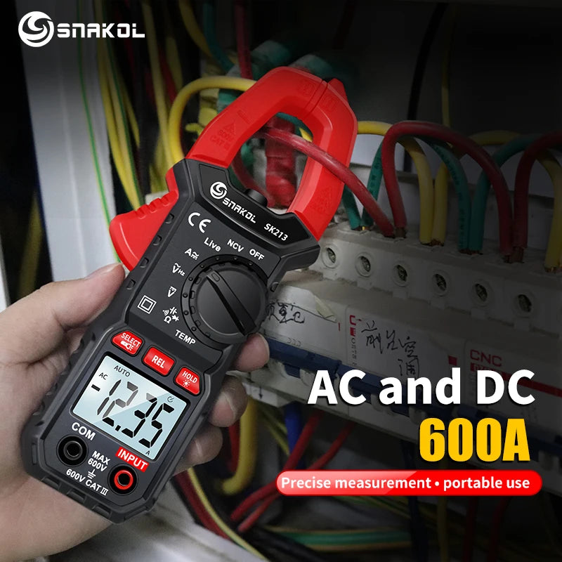 SK213 Digital Clamp Meter 600A AC DC Current True RMS Auto Ran Pliers Ammeter Voltage Voltmeter Professional Electrical Tester