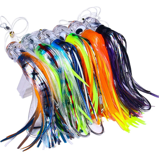 1pcs 65g/100g Resin Head Octopus Soft Skirt Lure Deep Sea Boat Fishing Big Trolling Bait for Tuna Wahoo Fast Sinking