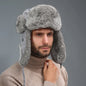 2024 New Winter Hat For Men Real Rabbit Fur Ear Cap Warm Winter Men Hat Fur Beret Russian Hats High Quality to Keep Warm