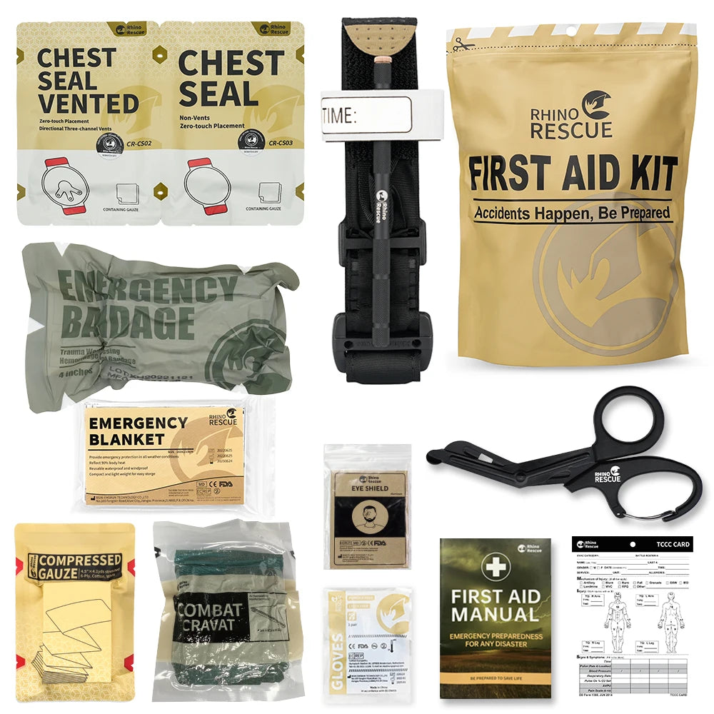 Rhino Rescue Trauma Kit,Combat Survival Gear Medical Kit,Tactical for Emergency First Aid, IFAK Refill Supplies