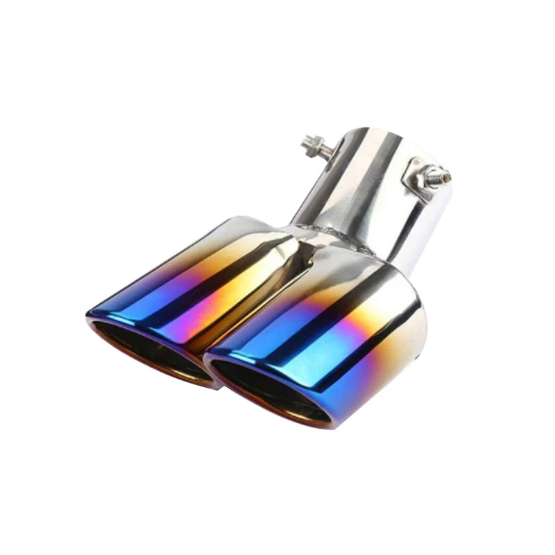 1PCS 2.5" Inlet Car Auto Exhaust Muffler Tip Stainless Steel Dual Pipe Trim Modified Car Rear Tail Throat Liner For Most Cars