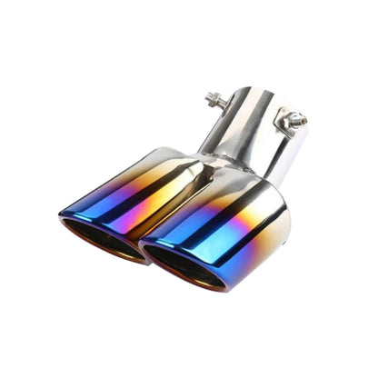 1PCS 2.5" Inlet Car Auto Exhaust Muffler Tip Stainless Steel Dual Pipe Trim Modified Car Rear Tail Throat Liner For Most Cars