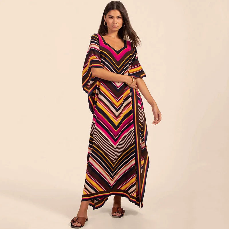 Kaftan Dress Over Size Women Beach Dress Cover Up Summer Clothes Kimono Mujer Vestidos De Fiesta