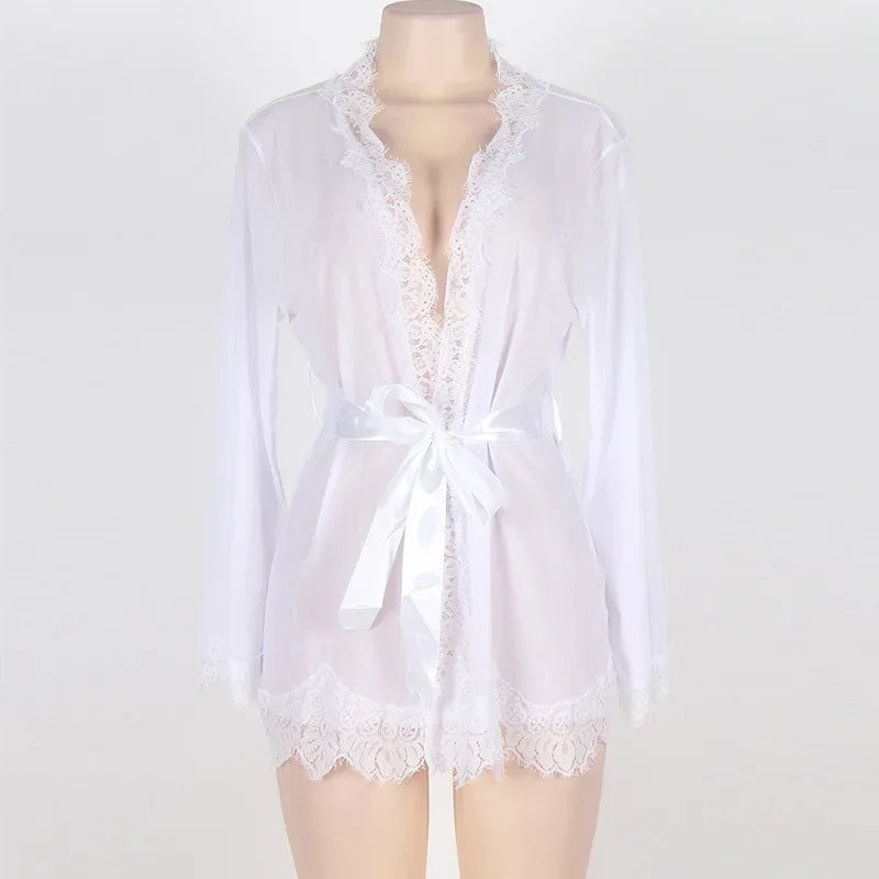 Sexy Women Sleepwear Gauze Lace Perspective Pajamas New Female Nightgown Underwear Temptation Lingerie Nightwear Pajamas