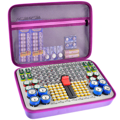 Battery Organizer Case Batteries Storage Holder Container with Tester Checker. Garage Organization Box