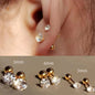 3Pairs Classic Round Zirconia Stud Earrings For Women, Stainless Steel Women's Cartilage, Tragus, Lobe, Daith Piercing Jewelry