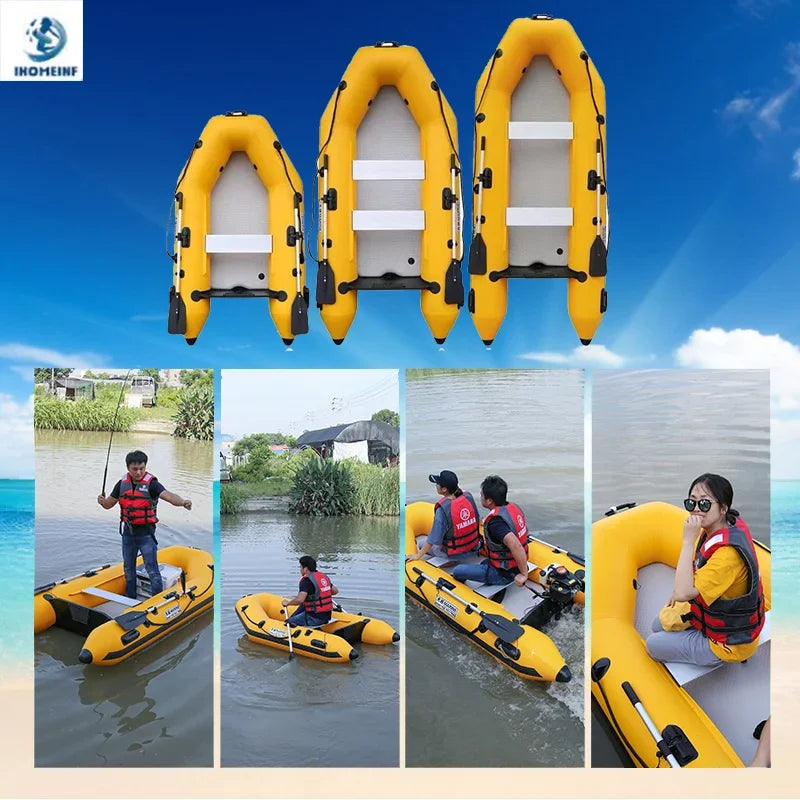 New 0.9mm Thickening (2.3~3.3m) Assault Boat Set 2-6 People Assault Boat Air Alloy Floor Lifeboat Kayak Inflatable Fishing Boat