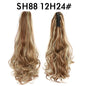 Synthetic Long Wavy Ponytail Ash Blonde Color Drawstring Ponytail Clip-on Hair Extensions For Women Black Blond Daily Use