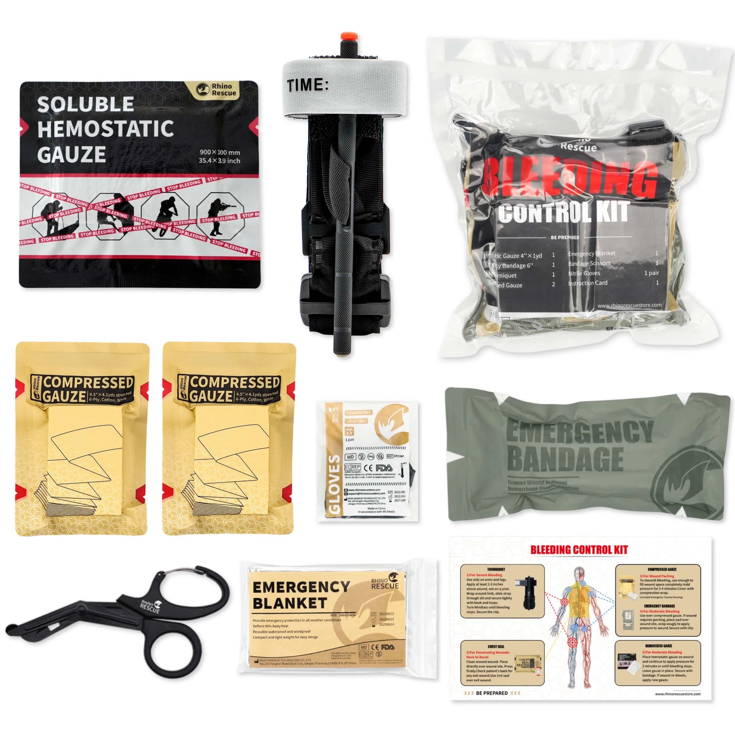 Rhino Rescue Trauma Kit,Combat Survival Gear Medical Kit,Tactical for Emergency First Aid, IFAK Refill Supplies