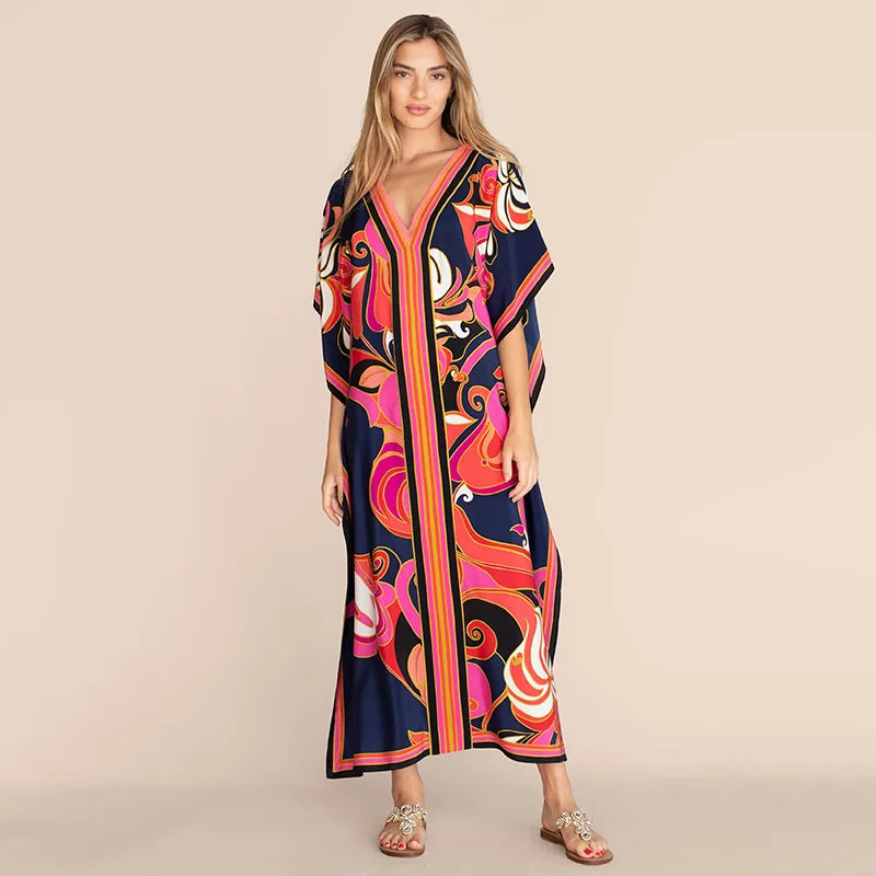 Kaftan Dress Over Size Women Beach Dress Cover Up Summer Clothes Kimono Mujer Vestidos De Fiesta