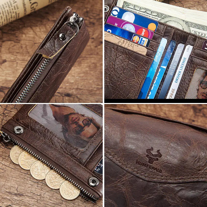 Top Quality Genuine Cow Leather Wallet Men Hasp Design Short Purse With Passport Photo Holder For Male Clutch Wallets Engraving