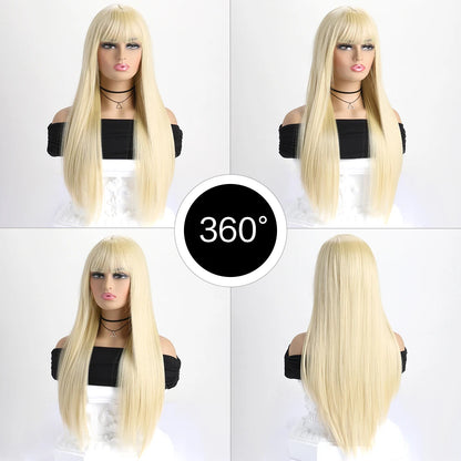 26Inch Colour Wig Long Straight Synthetic Wig for Women Fashion Wig for for Daily Halloween   Costume Party Cosplay ﻿