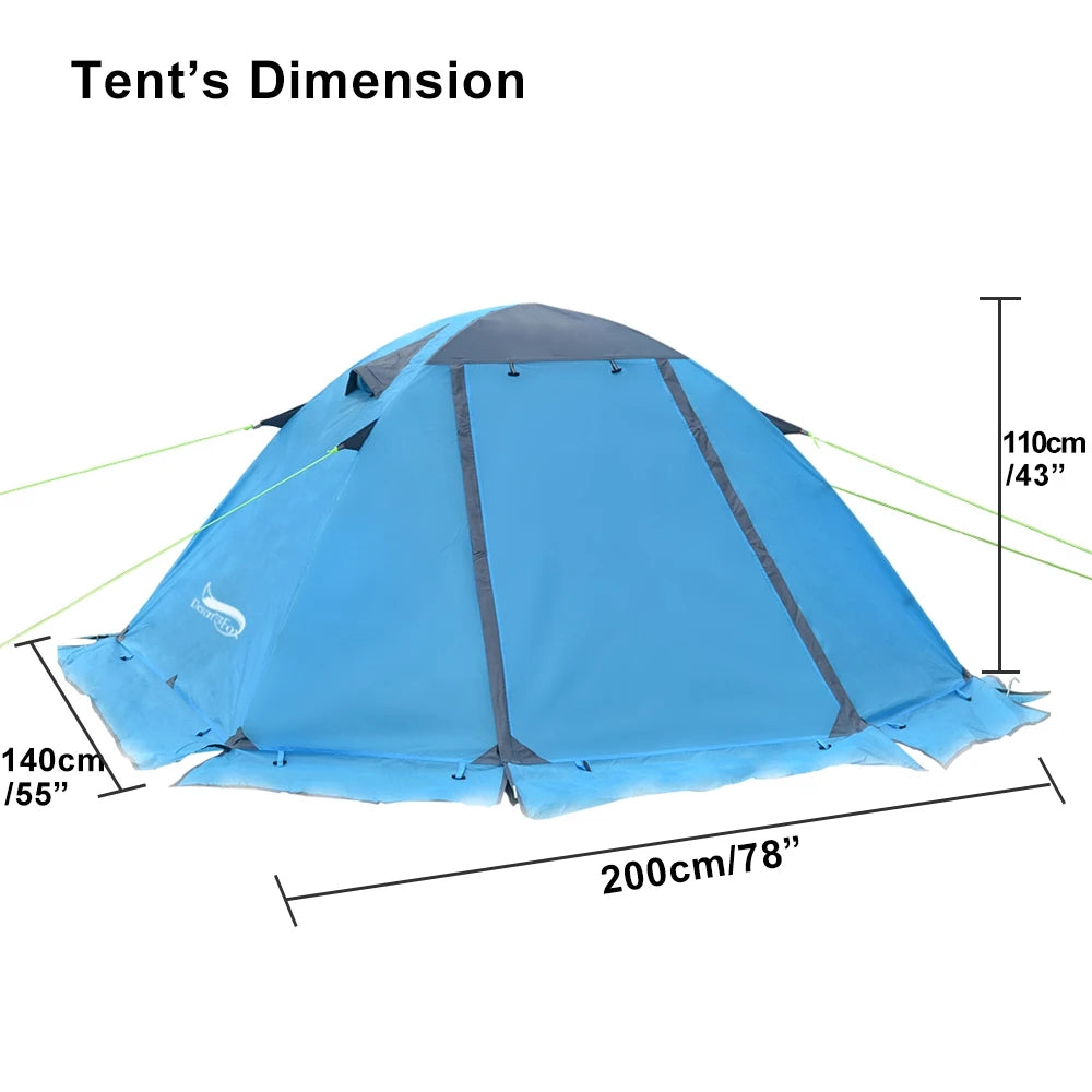 Desert Fox Camping Tent with Snow Skirt Winter Type 2 Persons Warm Tents for Hiking Travelling 4 Seasons Outdoor Backpack Tent