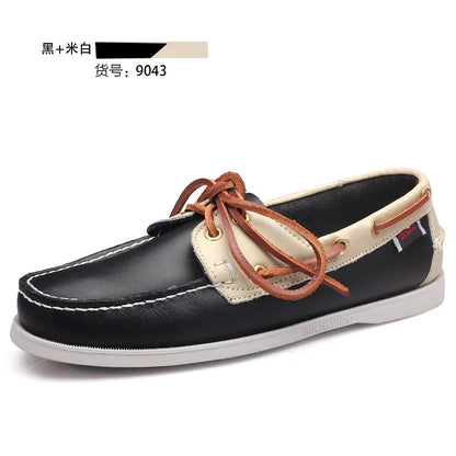 Male Classic Boat Shoes Leather Hot Sale New Men's Outdoor Walking Shoes Men Wedding Dress Shoes Lace-Up Fashion Men Loafers