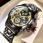 OLEVS Men's Watches Top Brand Luxury Original Waterproof Quartz Watch for Man Gold Skeleton Style 24 Hour Day Night New