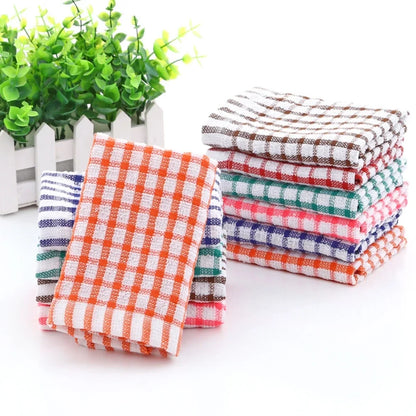 6PCS Cotton Kitchen Tea Towels Absorbent Lint Free Catering Restaurant Cloth Dish Towels Cleaning Cloth Kitchen Cleaning Towel