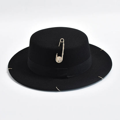 New Fashion Desige Fedora Hat For Women Men Metal Chain Decor Jazz Hat Party Church Caps