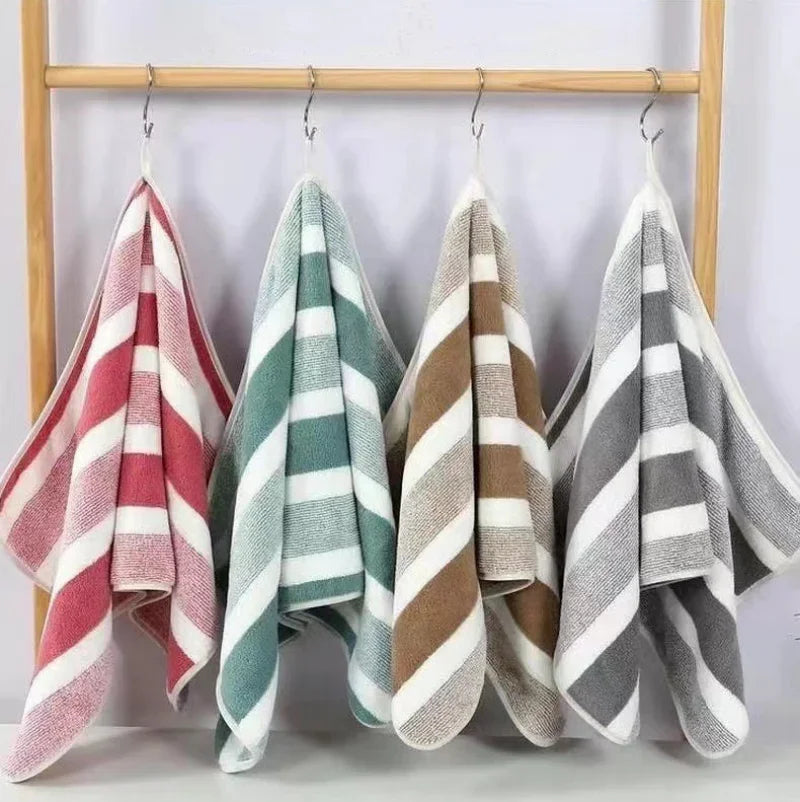 Bathroom Towel Set with Striped Pattern, Soft Hand Absorbent, Wrapping Towels, Quick Drying, Beauty Salons and Hotels