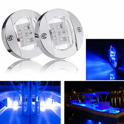 3Inch 6 Led Round Chrome Marine LED Transom Mount Stern Anchor Navigation Light Waterproof Boat Marine Lights 6-2835-SMD 12V DC