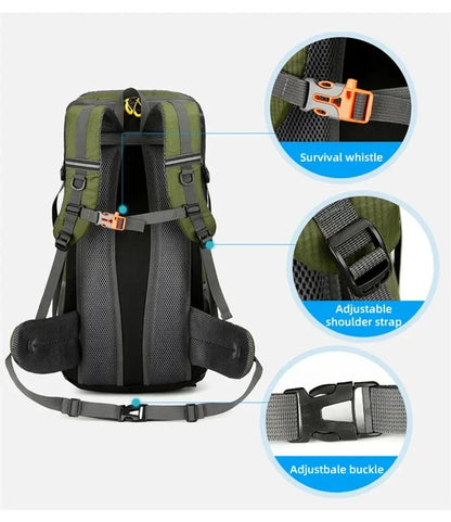 50L Travel Backpack Camping Bag For Men Large Hiking Bag Tourist Rucksack Waterproof Outdoor Sports Climbing Mountaineering Bag