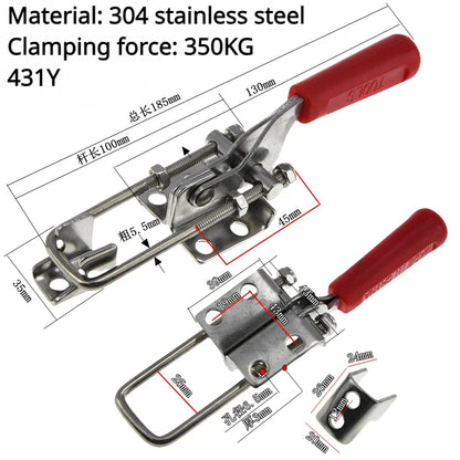 304 Stainless Steel / Iron galvanized Quick Fixture Adjustable Buckle Lock Clamp Box Buckle Horizontal Fixture Door Bolt Clamp