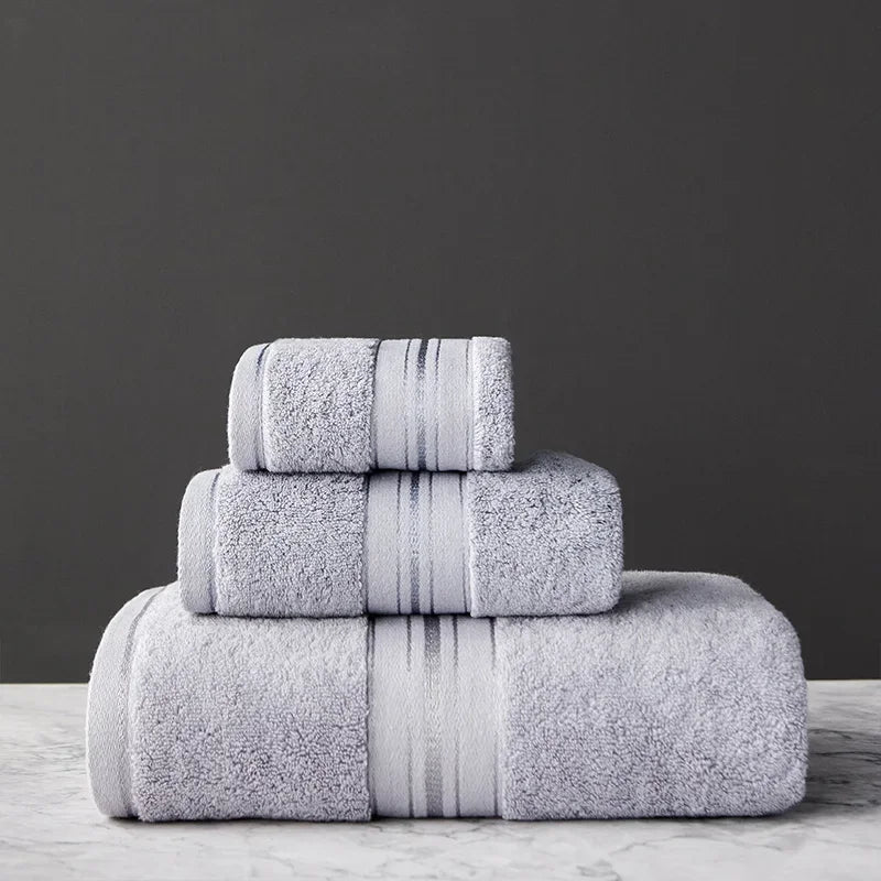 New Egyptian Cotton Bath Towel Set High-Quality Solid Color Thicken Bathroom Towel Set Soft Comfortable