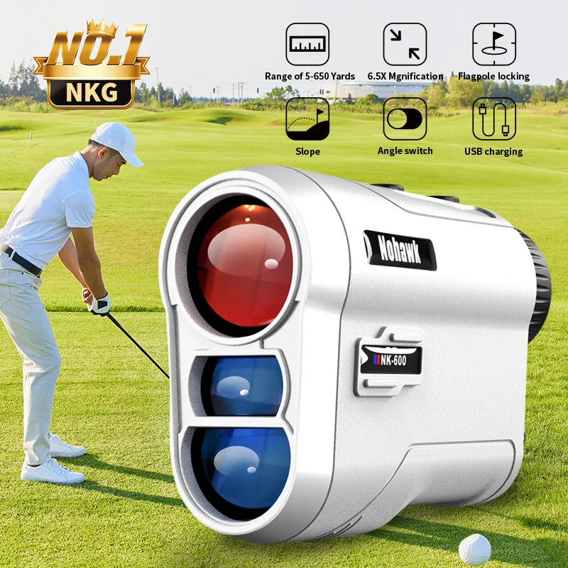 NOHAWK Golf Laser Rangefinder USB Rechargeable with Slope Compensation For Golfer Range Finder Hunting Monocular